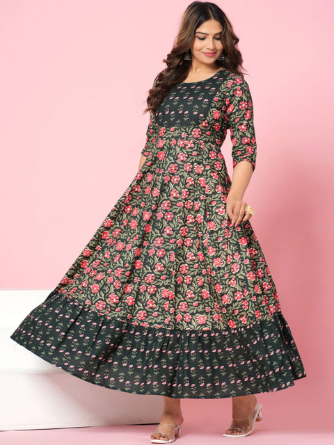 Da Vastraagaar Floral Printed Round Neck Anarkali Kurta - Image 5