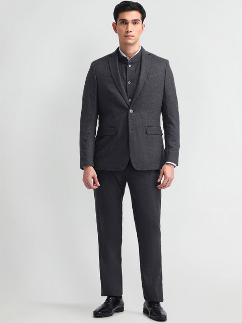 Arrow Men Shawl Collar Self Designed Single-Breasted Three-Piece Suit