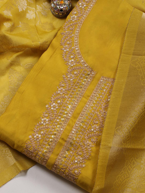 Meena Bazaar Embroidered Art Silk Unstitched Dress Material - Image 2