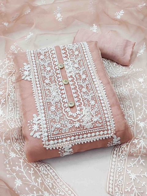 KALINI Embroidered Organza Unstitched Dress Material