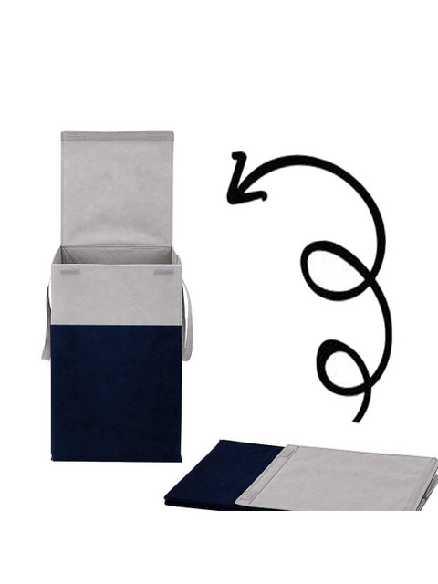 Aura Navy Blue & Grey Foldable Laundry Bags - 68L - Image 3