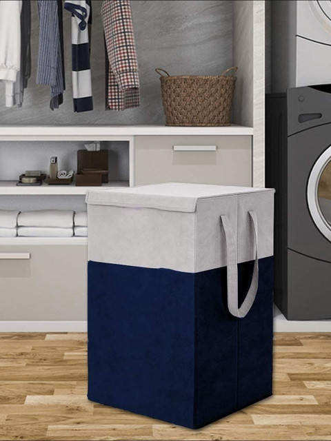 Aura Navy Blue & Grey Foldable Laundry Bags - 68L - Image 2