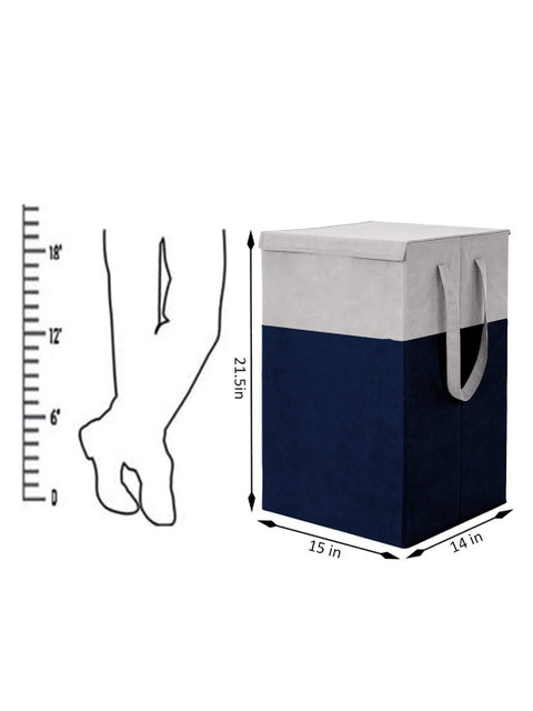 Aura Navy Blue & Grey Foldable Laundry Bags - 68L - Image 4