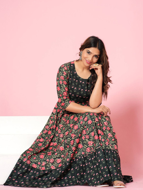 Da Vastraagaar Floral Printed Round Neck Anarkali Kurta - Image 7