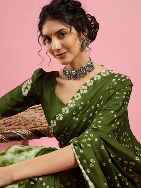 Sangria Bandhani Printed Saree With Blouse Piece