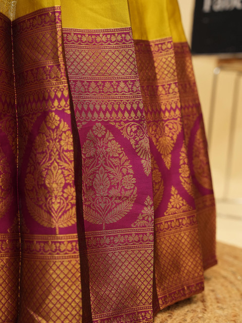 Fabcartz Floral Woven Design Zari Semi-Stitched Lehenga & Unstitched Blouse With Dupatta - Image 3