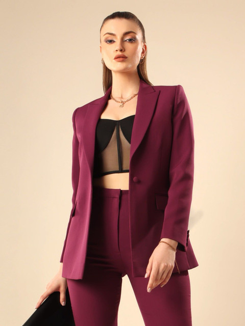 VOLCAPE Single-Breasted Peaked Lapel Collar Blazer