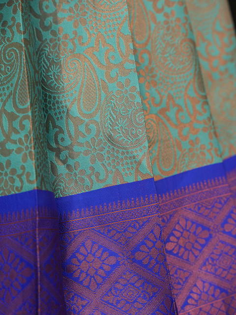 Fabcartz Floral Woven Design Zari Semi-Stitched Lehenga & Unstitched Blouse With Dupatta - Image 3