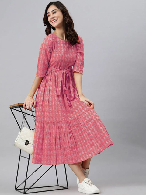 MERAAKI FASHION Checked Sequinned Maternity Kaftan Kurta