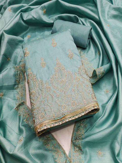 HERE&NOW Embellished Zari Unstitched Dress Material