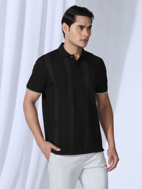 Blackberrys Men Geometric Printed Polo Collar Cotton Slim Fit T-shirt - Image 3