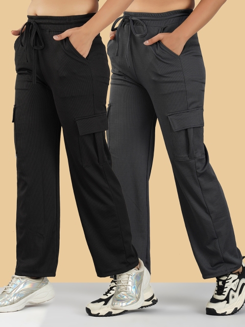 KRONMENINEN Women Pack Of 2 Relaxed Fit Strechable Trousers