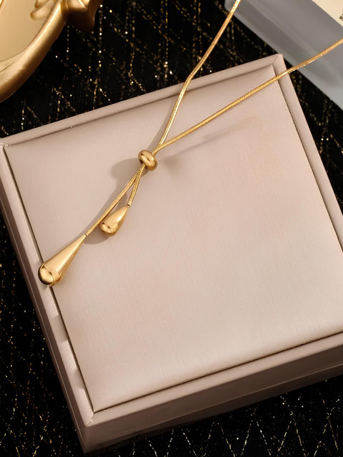 KARISHMA KREATIONS Gold-Plated Stainless Steel Water Drop Minimal Chains - Image 4