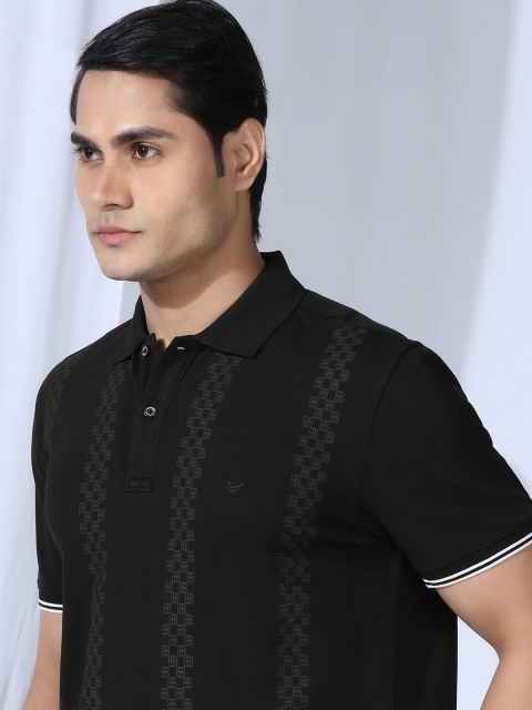 Blackberrys Men Geometric Printed Polo Collar Cotton Slim Fit T-shirt - Image 2