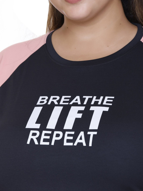 White Moon Women Plus Size Typography Printed Round Neck T-shirt - Image 2