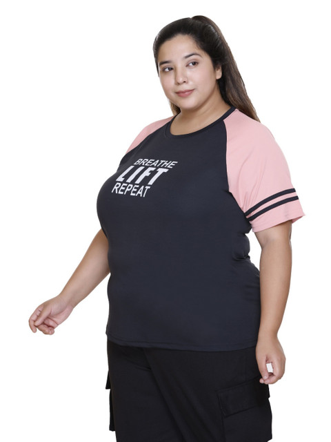 White Moon Women Plus Size Typography Printed Round Neck T-shirt - Image 3