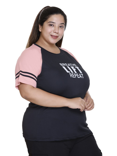 White Moon Women Plus Size Typography Printed Round Neck T-shirt - Image 4