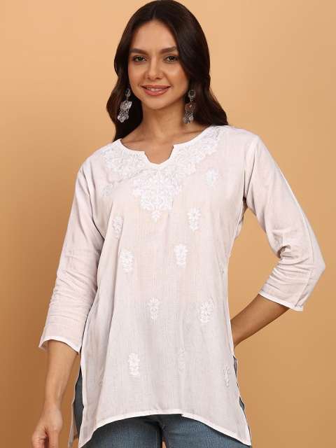 TOP N THREAD Floral Embroidered Chikankari Kurti