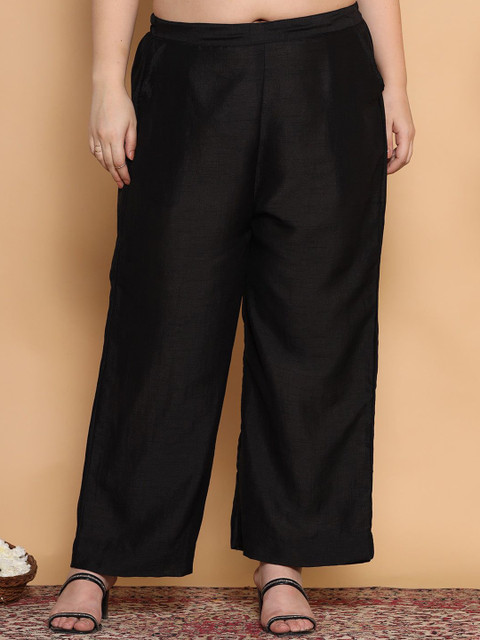 LetsDressUp Women Black Silk Palazzo