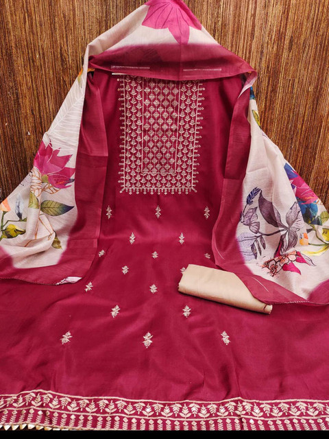 KALINI Floral Embroidered Unstitched Dress Material