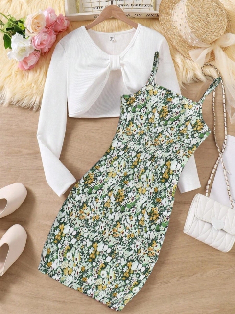 BAESD Floral Print Applique Crepe A-Line Maxi Dress