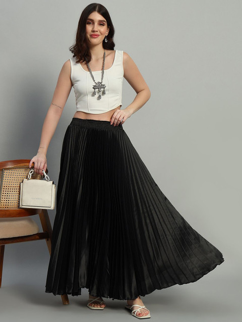 ZRI Women Satin Pleated Maxi Skirts - Image 5