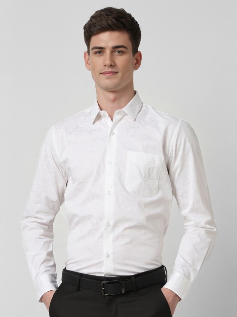 Peter England Men Slim Fit Spread Collar Floral Printed Cotton Formal Shirt
