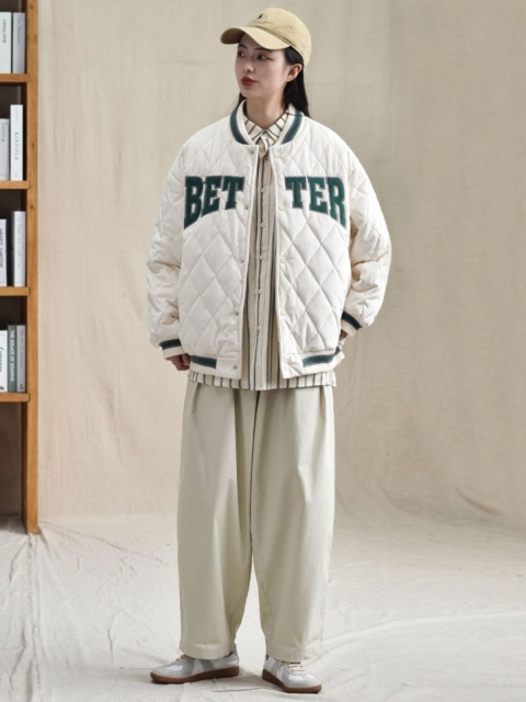 StyleCast Women Typography Printed Long Sleeves Oversized Quilted Jacket - Image 5