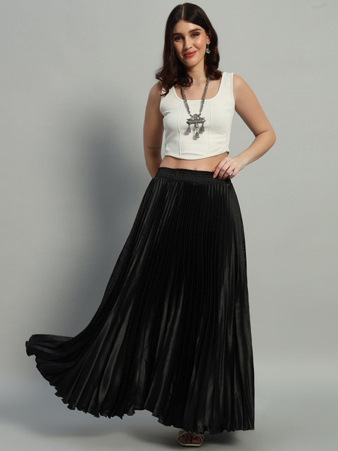 ZRI Women Satin Pleated Maxi Skirts - Image 6