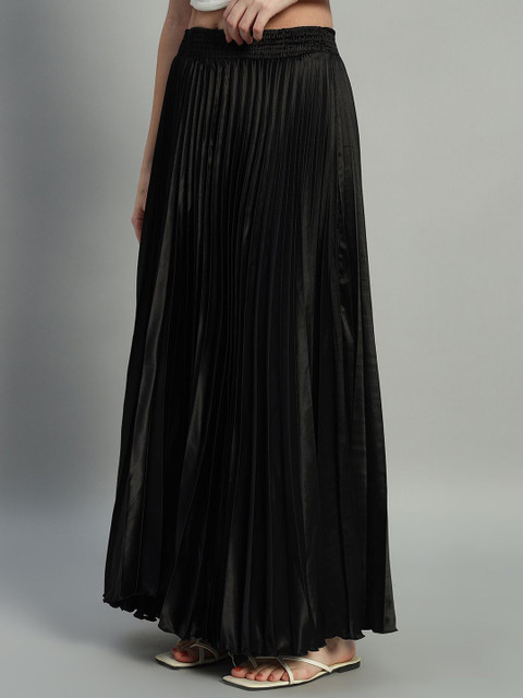 ZRI Women Satin Pleated Maxi Skirts - Image 3