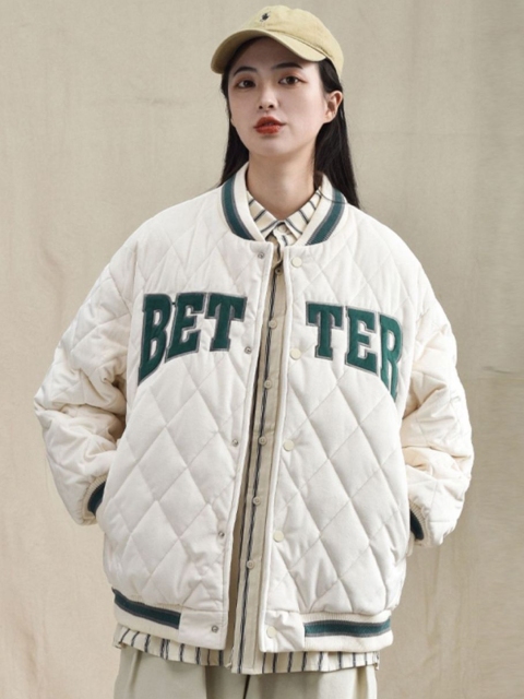 StyleCast Women Typography Printed Long Sleeves Oversized Quilted Jacket - Image 6