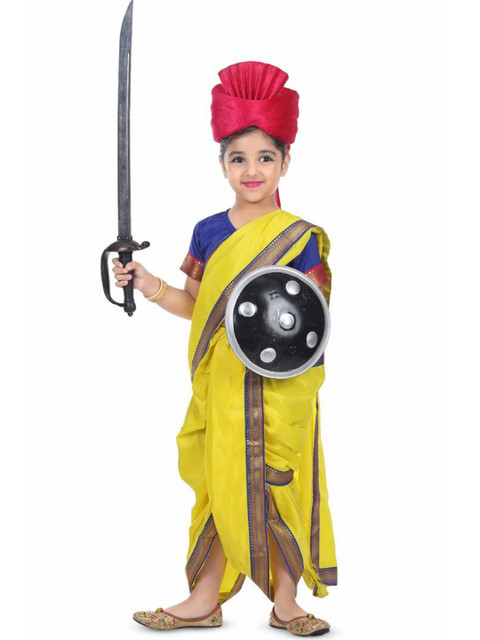 itsmycostume Girls Rani Lakshmi Bai Costume With Complete Accessories