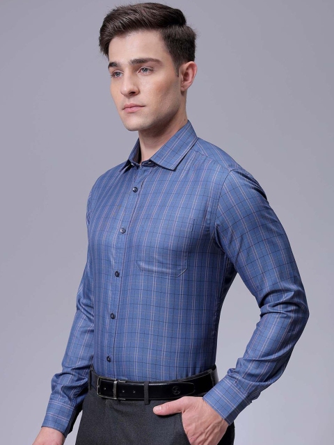The Indian Garage Co. X Luxe Men Slim Fit Cutaway Collar Tartan Checked Formal Shirt - Image 5