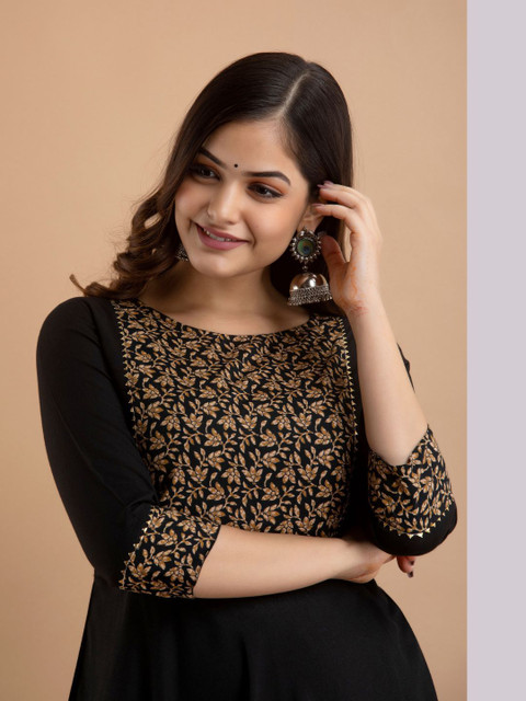 RAAKA Ethnic Motifs Printed Gotta Patti Empire Anarkali Kurta - Image 3
