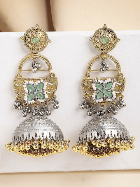 KARATCART Gold Plated Dome Shaped Oxidized Jhumkas