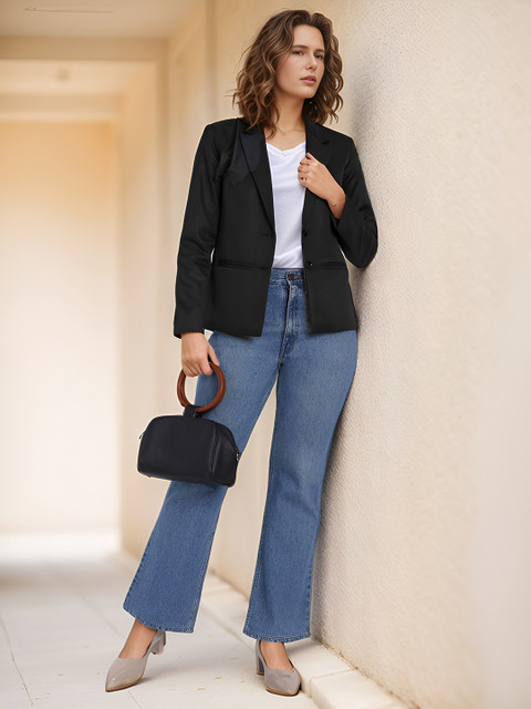 Rocksy Notched Lapel Long Sleeve Single Breasted Blazer - Image 5