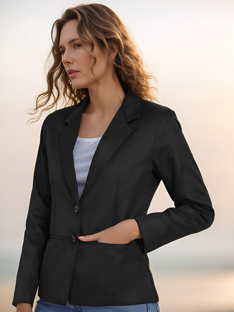 Rocksy Notched Lapel Long Sleeve Single Breasted Blazer - Image 3