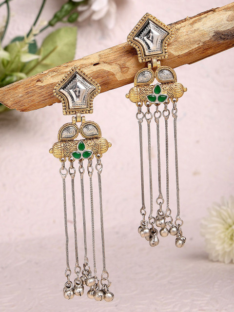 KARATCART Silver Plated Contemporary Drop Earrings