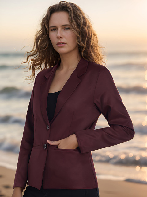 Rocksy Notched Lapel Long Sleeve Single Breasted Blazer - Image 3