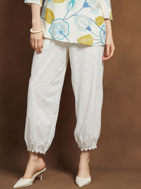Melange by Lifestyle Women Textured Loose Fit Mid-Rise Casual Regular Trousers