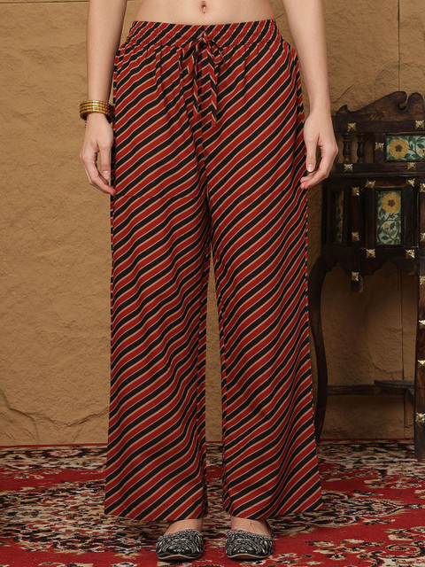 Sangria Sleeveless V-Neck A-Line Kurta With Palazzos And Dupatta - Image 7