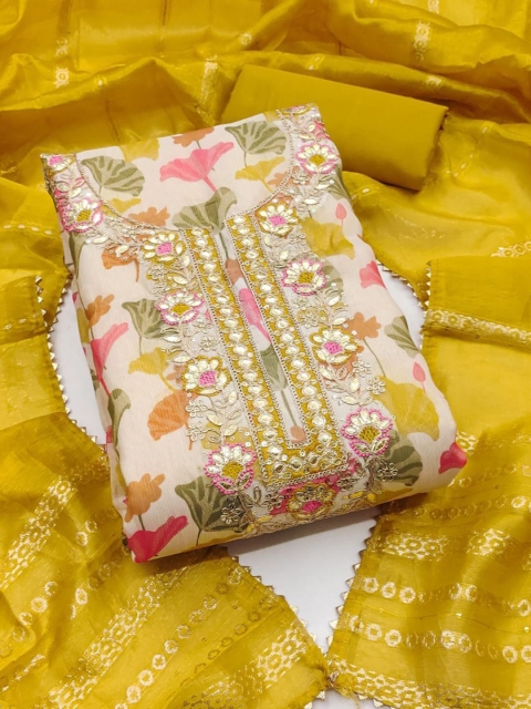 Mitera Embroidered Pure Cotton Unstitched Dress Material