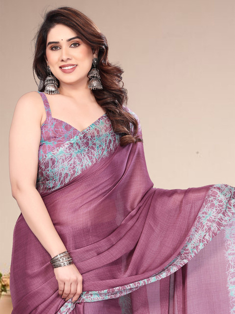 MAGNEITTA Pure Chiffon Saree With Printed Border