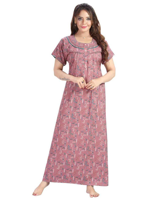 TRUNDZ Women Peach Nightdress