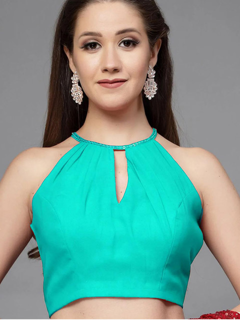 Utsav Fashion Embellished Neckline Halter Neck Saree Blouse