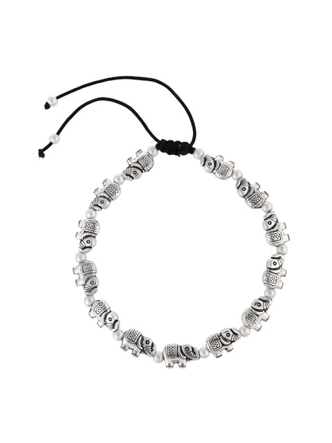Silvermerc Designs Silver-Plated Elephant Design Oxidised Anklet - Image 3