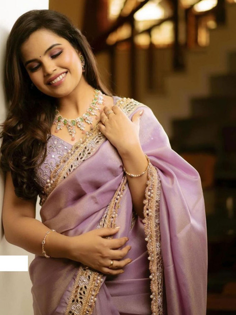 Being Naari Mirror Work Border Tissue Saree