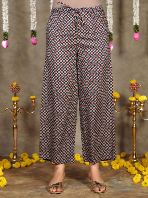 Aramya Women Geometric Printed Ethnic Cotton Palazzos