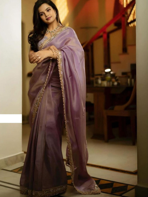 Being Naari Mirror Work Border Tissue Saree - Image 3
