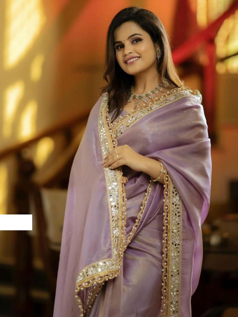 Being Naari Mirror Work Border Tissue Saree - Image 6